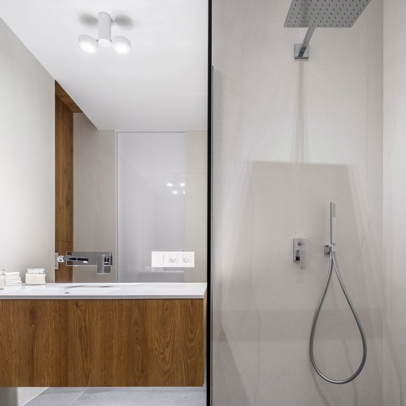 Minimalist Shower with Matte Black Fixtures