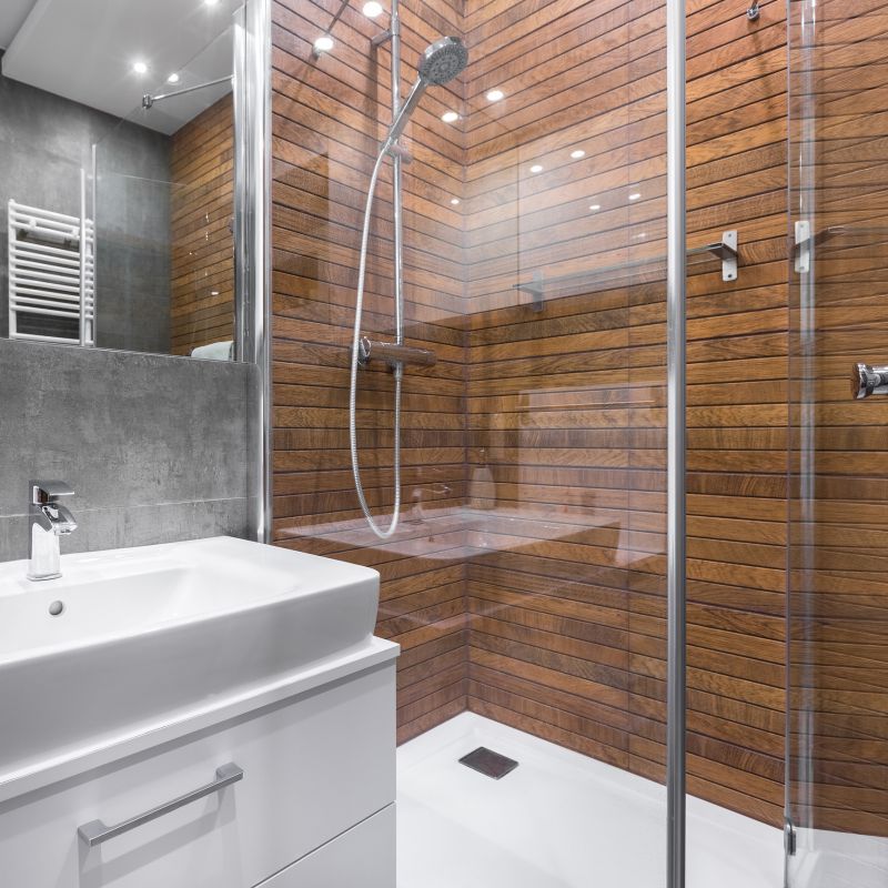 Contemporary Shower with Glass Panels