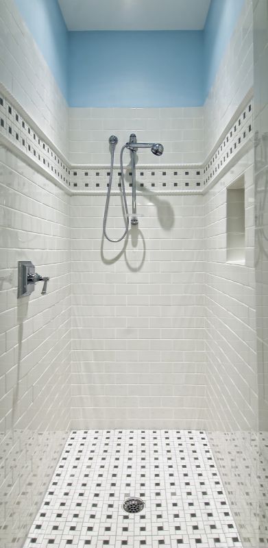 Elegant Shower with Chrome Fixtures
